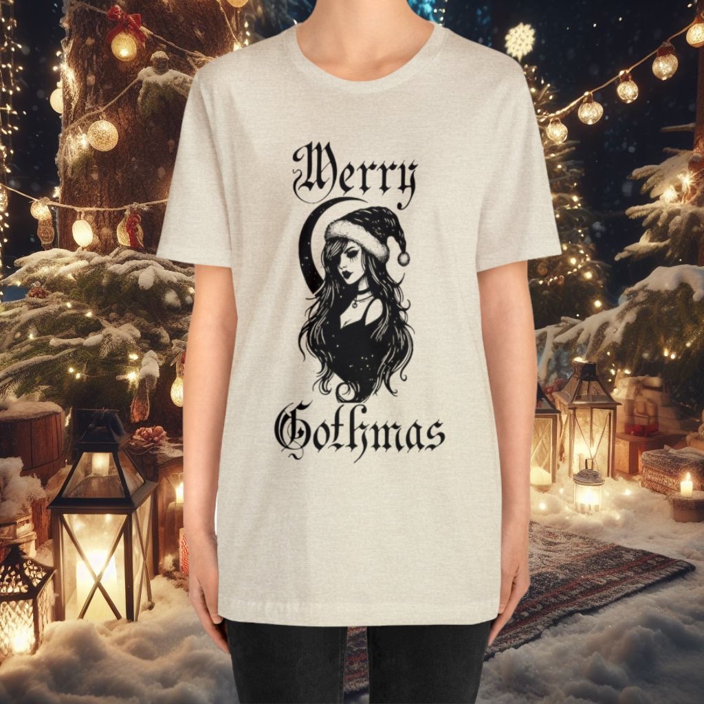 Merry Gothmas Short Sleeve Tee ShirtT - ShirtVTZdesignsHeather Prism NaturalXSchristmasclothingCotton