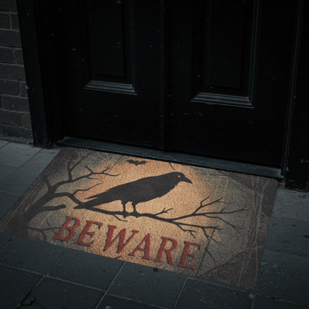 Beware Doormat with Raven