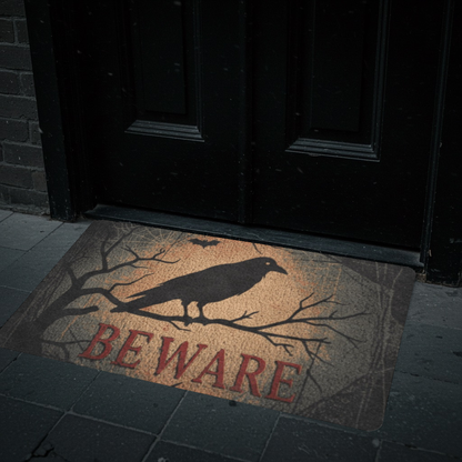 Beware Doormat with Raven