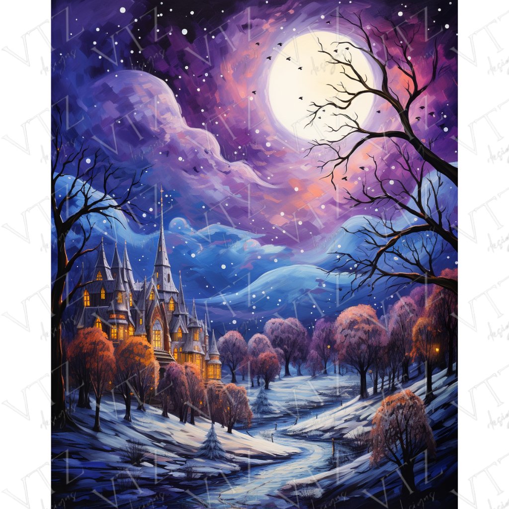 Moody Winter Scene PosterVTZdesigns5″×7″art printchristmasgift