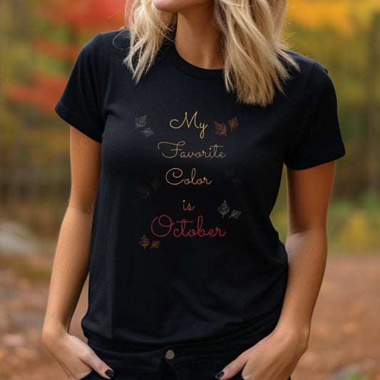 My Favorite Color is October Tee ShirtT - ShirtVTZdesignsCharcoalSautumnCrew neckDTG