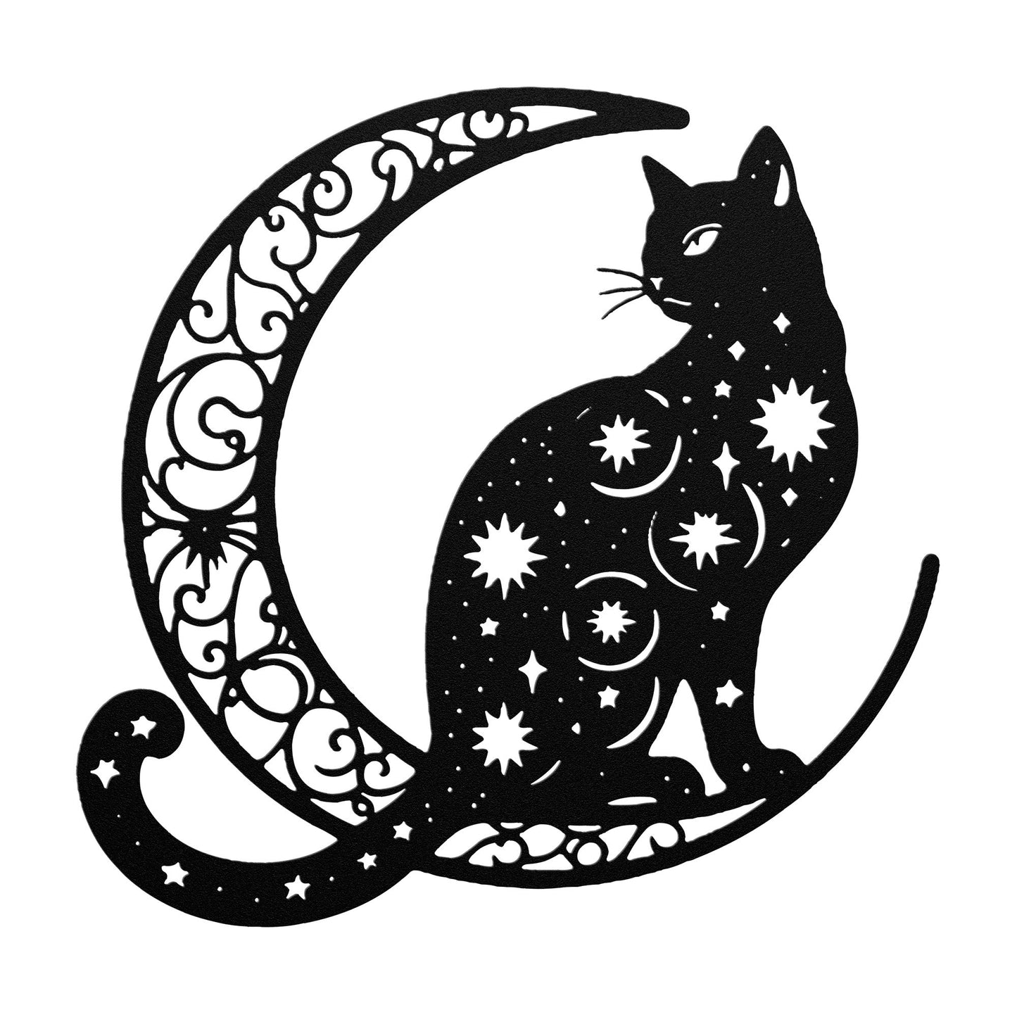 Mystical Cat Metal SignWall ArtVTZdesignsBlack12 InchArt & Wall Decorblack catcat