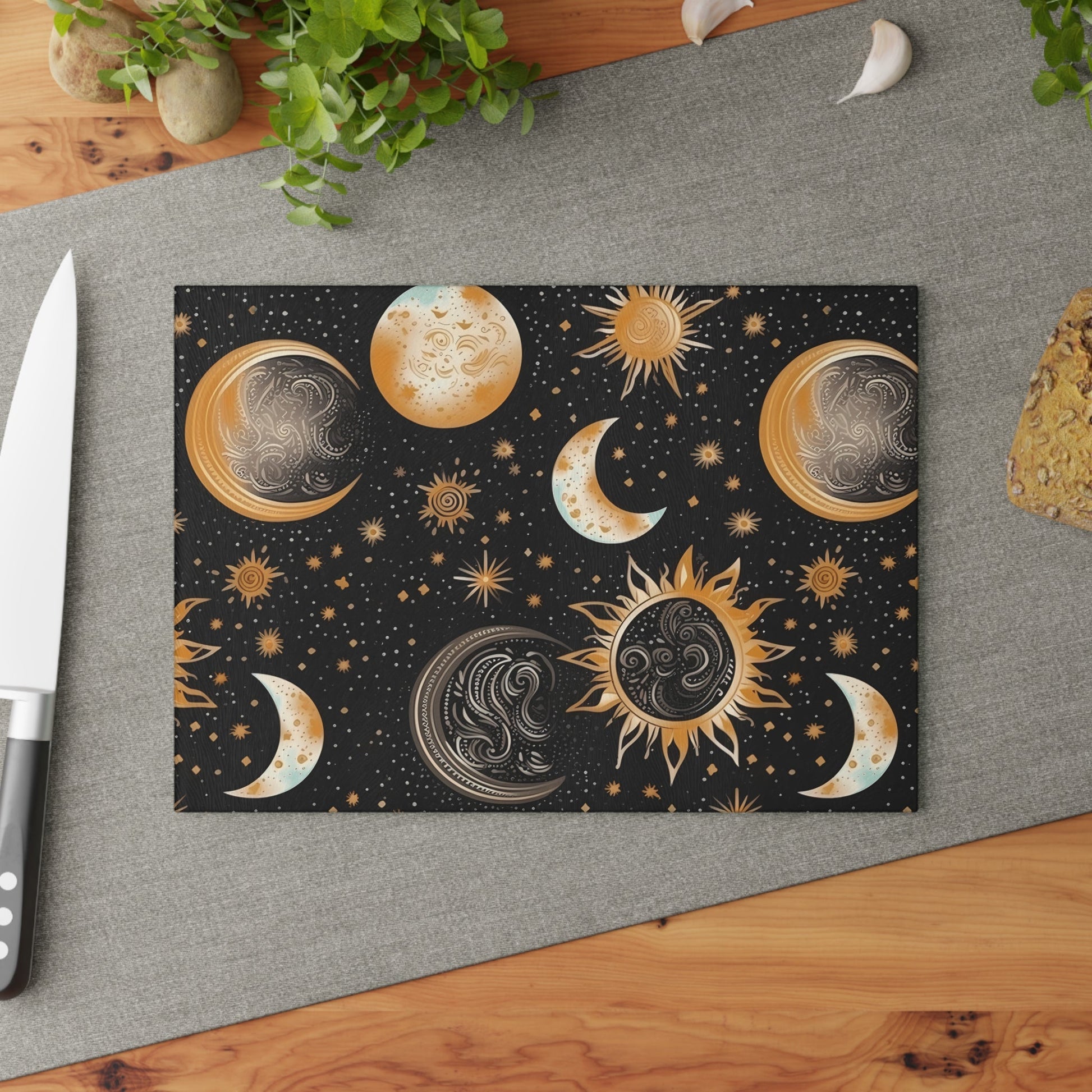 Mystical Celestial Print Glass Cutting BoardHome DecorVTZdesigns8" x 11"RectangleAccessoriescelestialCooking