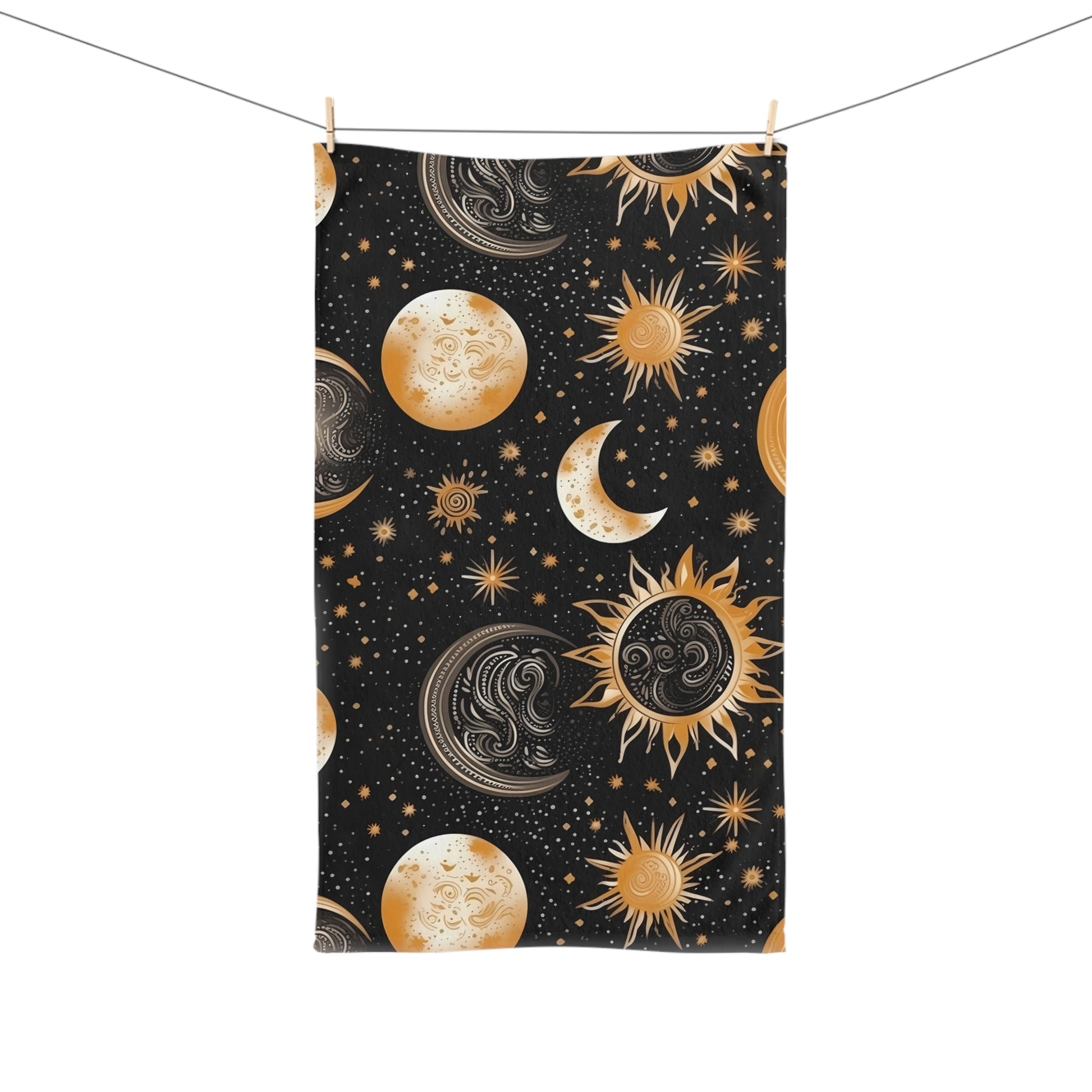 Mystical Celestial Print Hand TowelHome DecorVTZdesignsWhite base28" × 16"BathBathroomhalloween