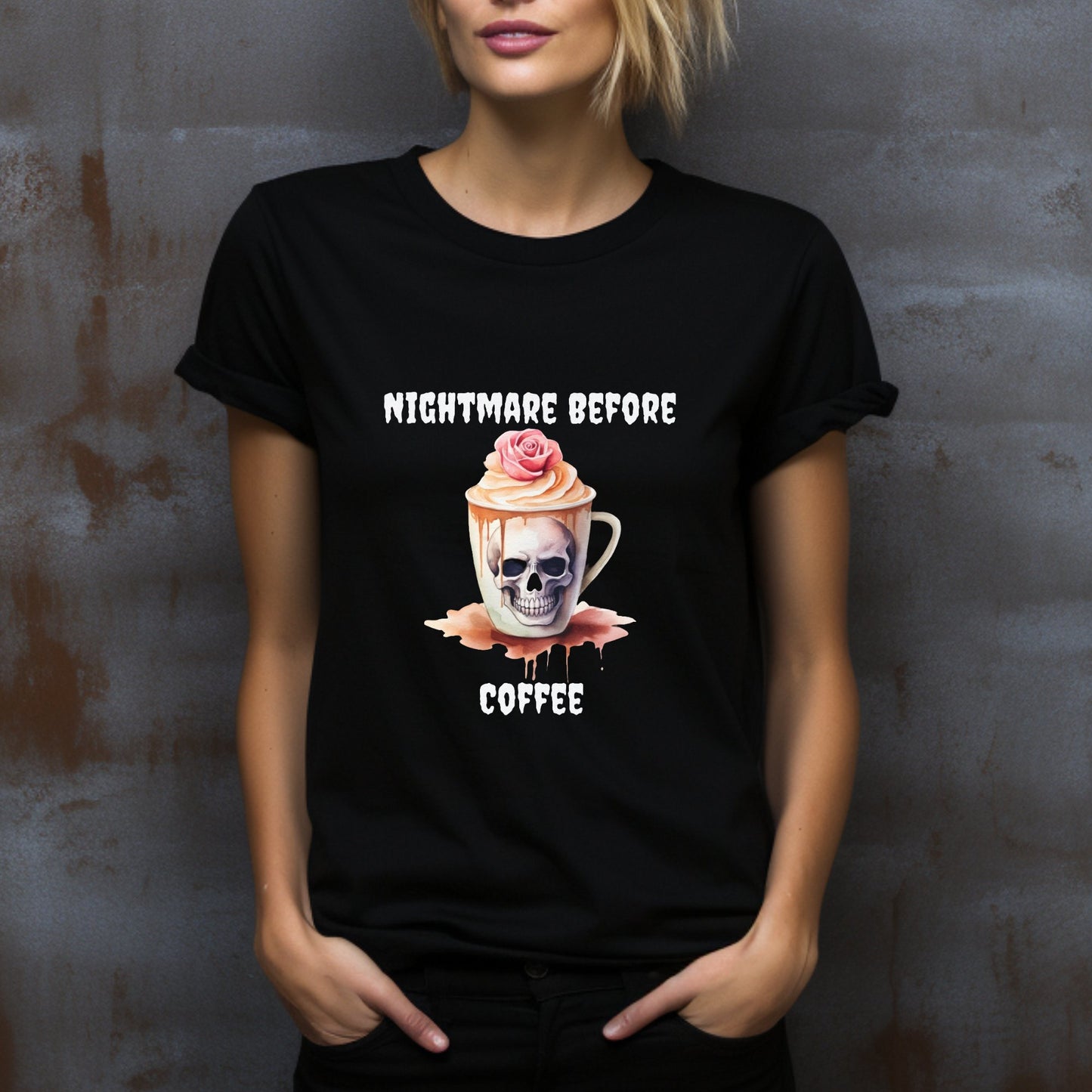 Nightmare Before Coffee Tee ShirtT - ShirtVTZdesignsCharcoalS2 day deliverycoffeeCrew neck