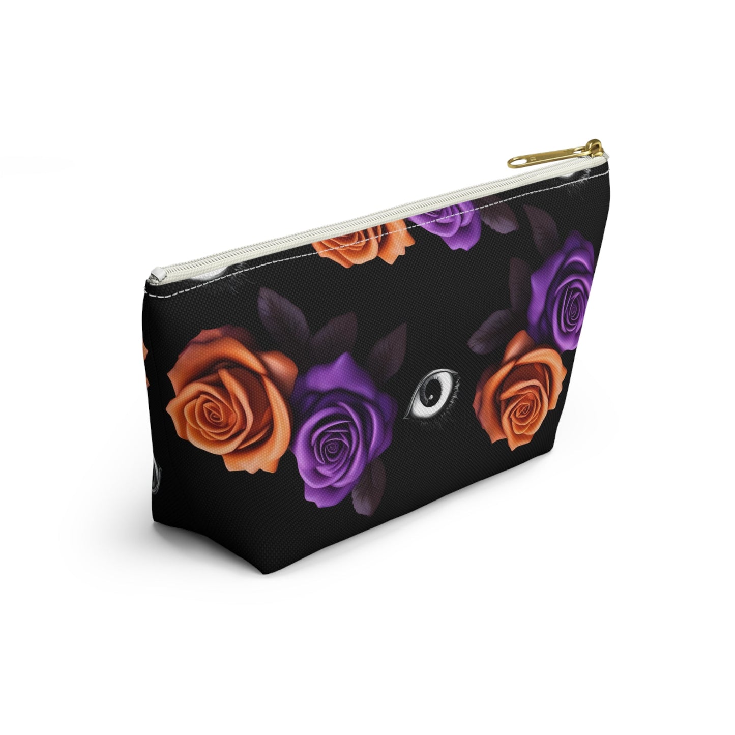 Orange and Purple Roses With Eyeballs Accessory Pouch Cosmetic BagBagsVTZdesignsLargeBlack zipperAccessoriesAll Over PrintAssembled in the USA