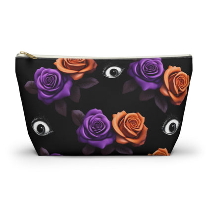 Orange and Purple Roses With Eyeballs Accessory Pouch Cosmetic BagBagsVTZdesignsLargeWhite zipperAccessoriesAll Over PrintAssembled in the USA
