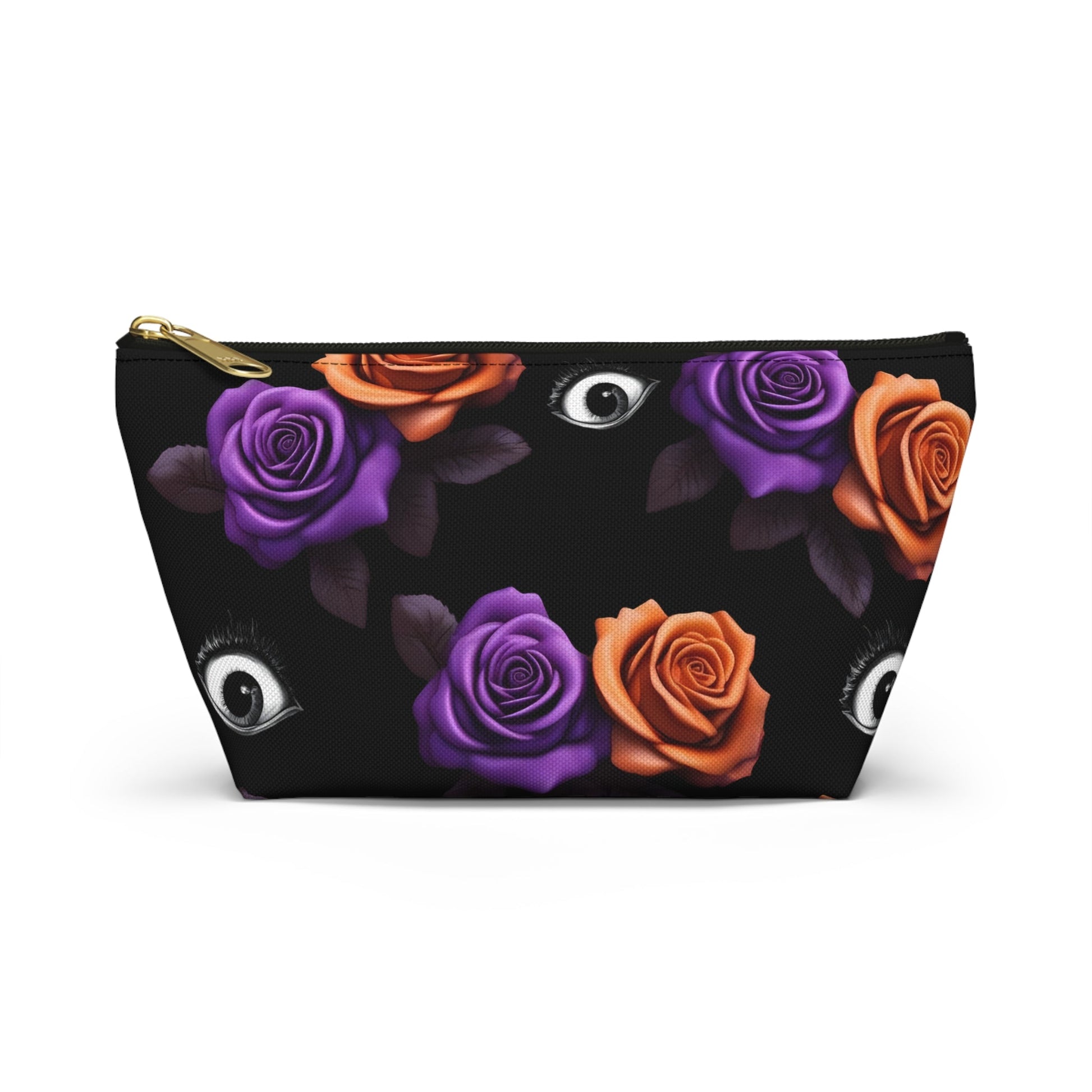 Orange and Purple Roses With Eyeballs Accessory Pouch Cosmetic BagBagsVTZdesignsSmallBlack zipperAccessoriesAll Over PrintAssembled in the USA
