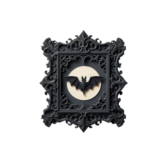 Ornate Frame With Bat Wood SignVTZdesignsWhite16x16InchArt & Wall Decorgothgothic