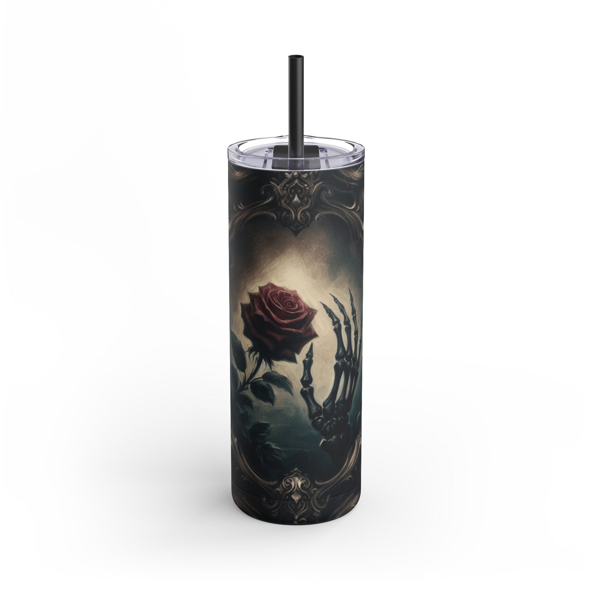 Ornate Skeleton Hand Holding Rose TumblerMugVTZdesignsBlack20ozMatte20 ozbaroqueBottles & Tumblers