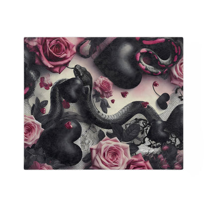 Pink and Black Hearts Snakes and Roses Throw BlanketHome DecorVTZdesigns60" × 50"BedBeddingBlankets