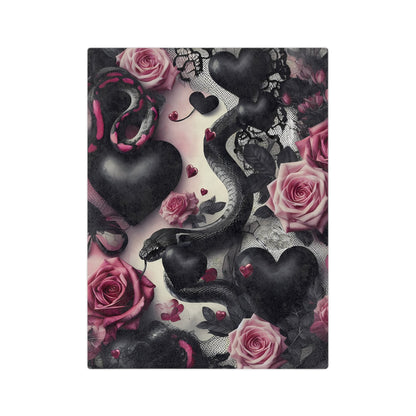 Pink and Black Hearts Snakes and Roses Throw BlanketHome DecorVTZdesigns80" × 60"BedBeddingBlankets