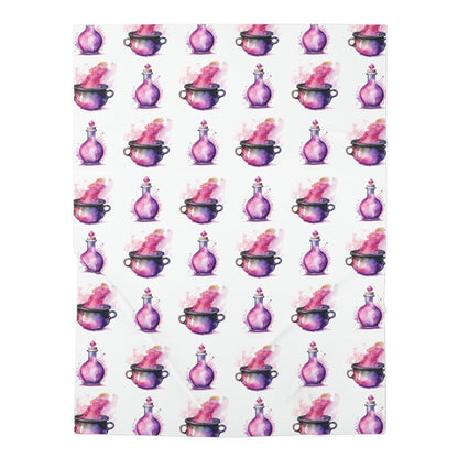 Pink Purple Watercolor Cauldron Potion Bottle Girls Baby Swaddle BlanketHome DecorVTZdesigns30" × 40"WhiteAccessoriesAll Over PrintAOP