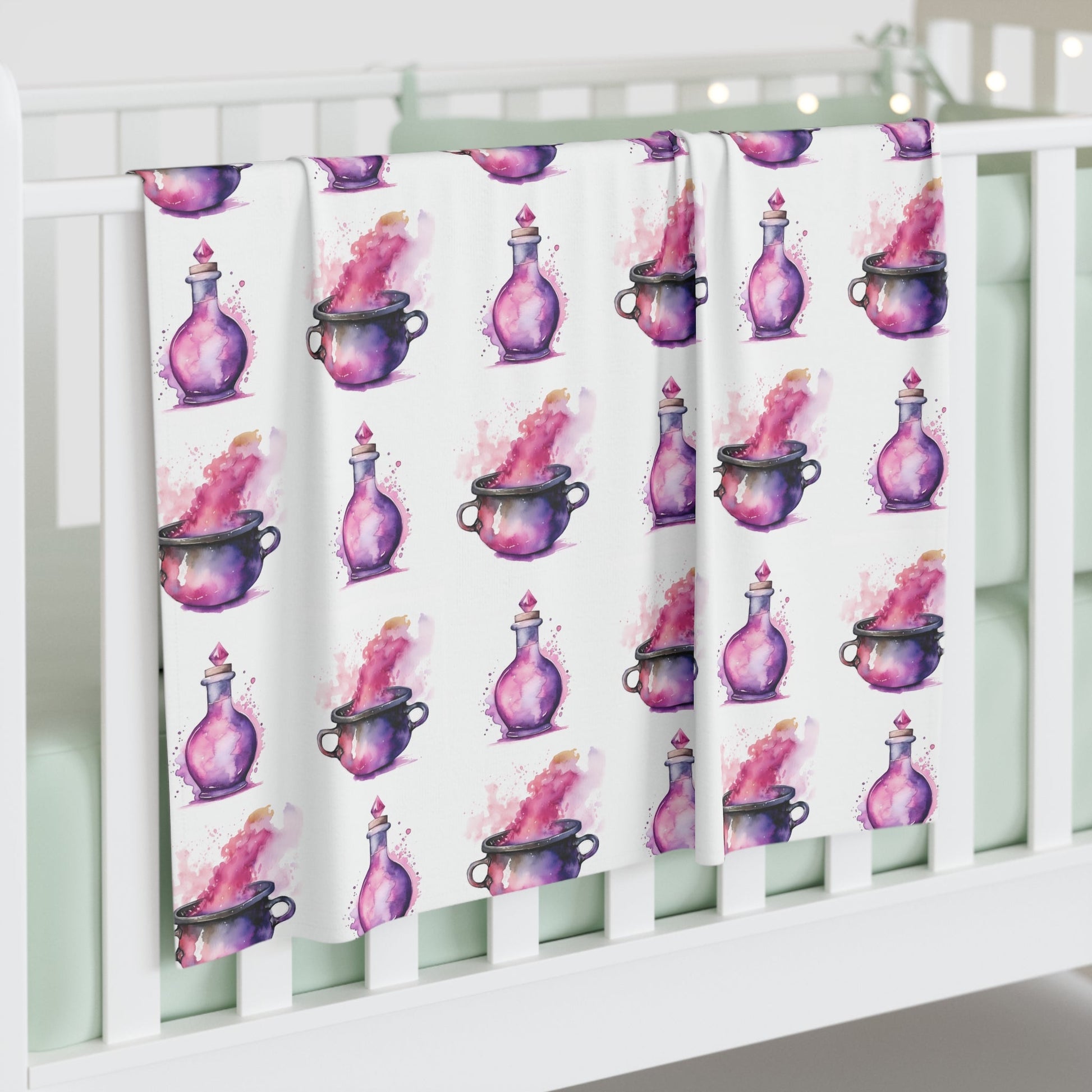 Pink Purple Watercolor Cauldron Potion Bottle Girls Baby Swaddle BlanketHome DecorVTZdesigns30" × 40"WhiteAccessoriesAll Over PrintAOP