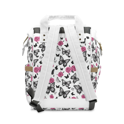 Pink Roses Black Butterflies Girls Multifunctional Diaper Bag BackpackBagsVTZdesigns15.0" × 10.8" × 6.7''AccessoriesAll Over PrintAOP