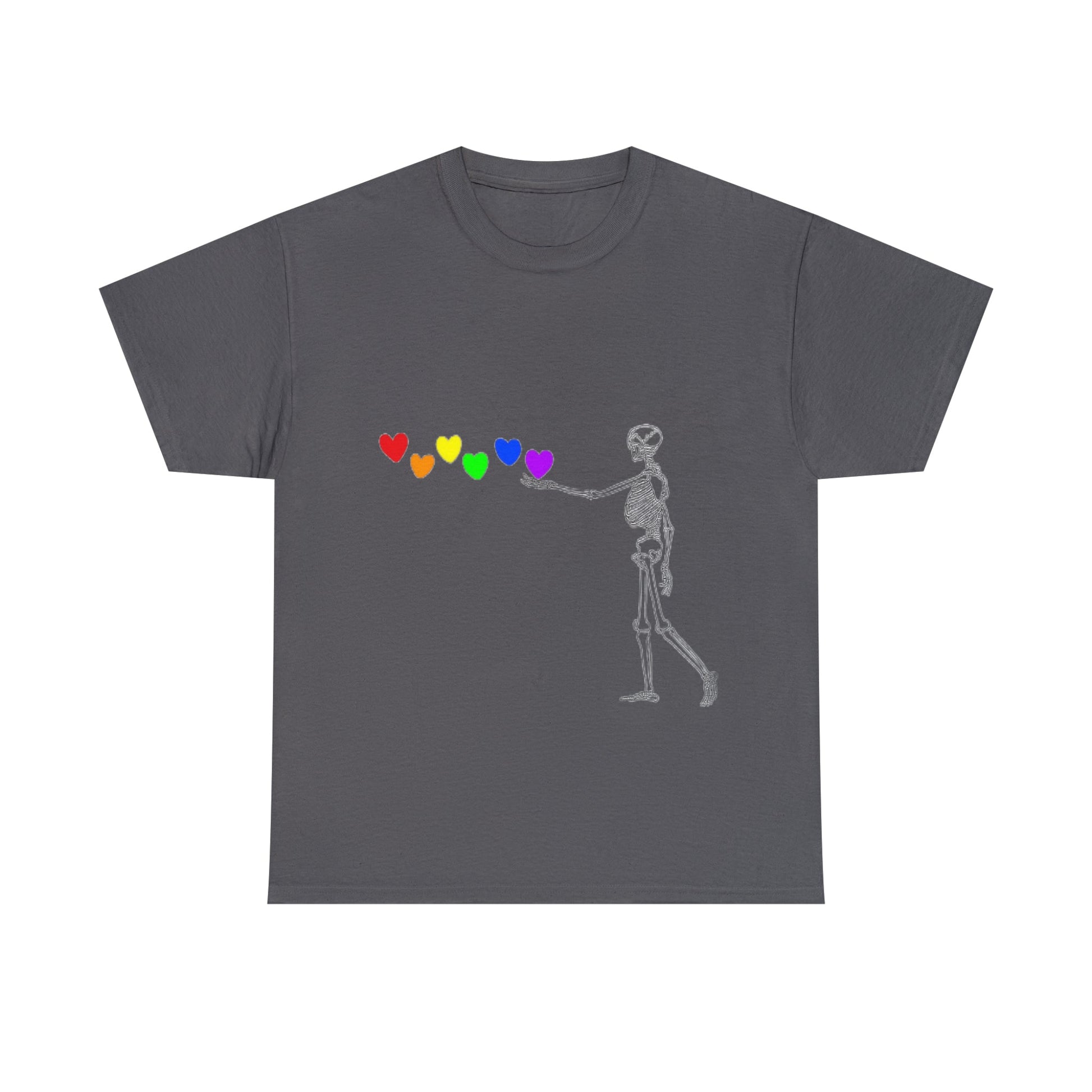 Pride Skeleton Rainbow Hearts Unisex Heavy Cotton Tee ShirtT - ShirtVTZdesignsWhiteSCrew neckDTGhalloween