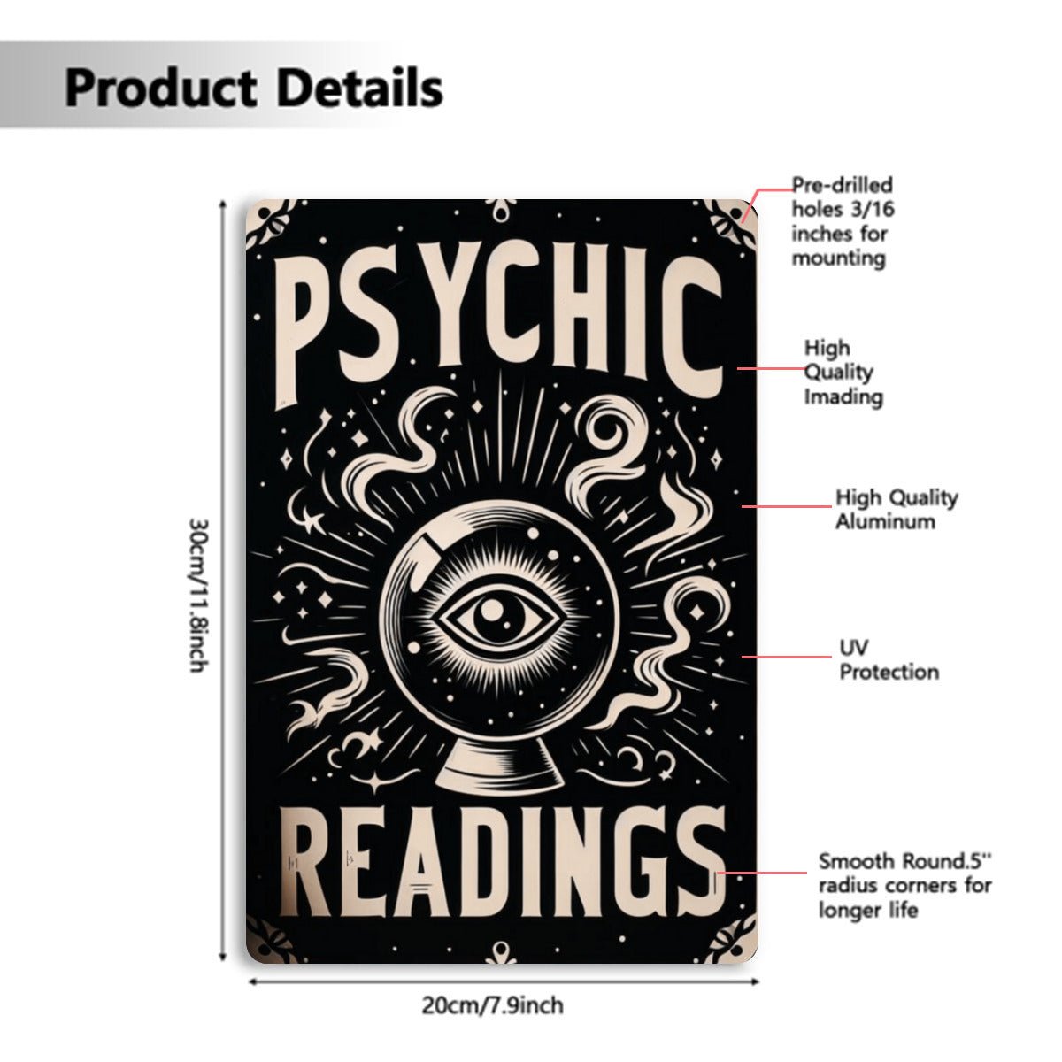 Psychic Readings SignVTZdesignsWhite12x16inchaluminumArt & Wall Decorhalloween