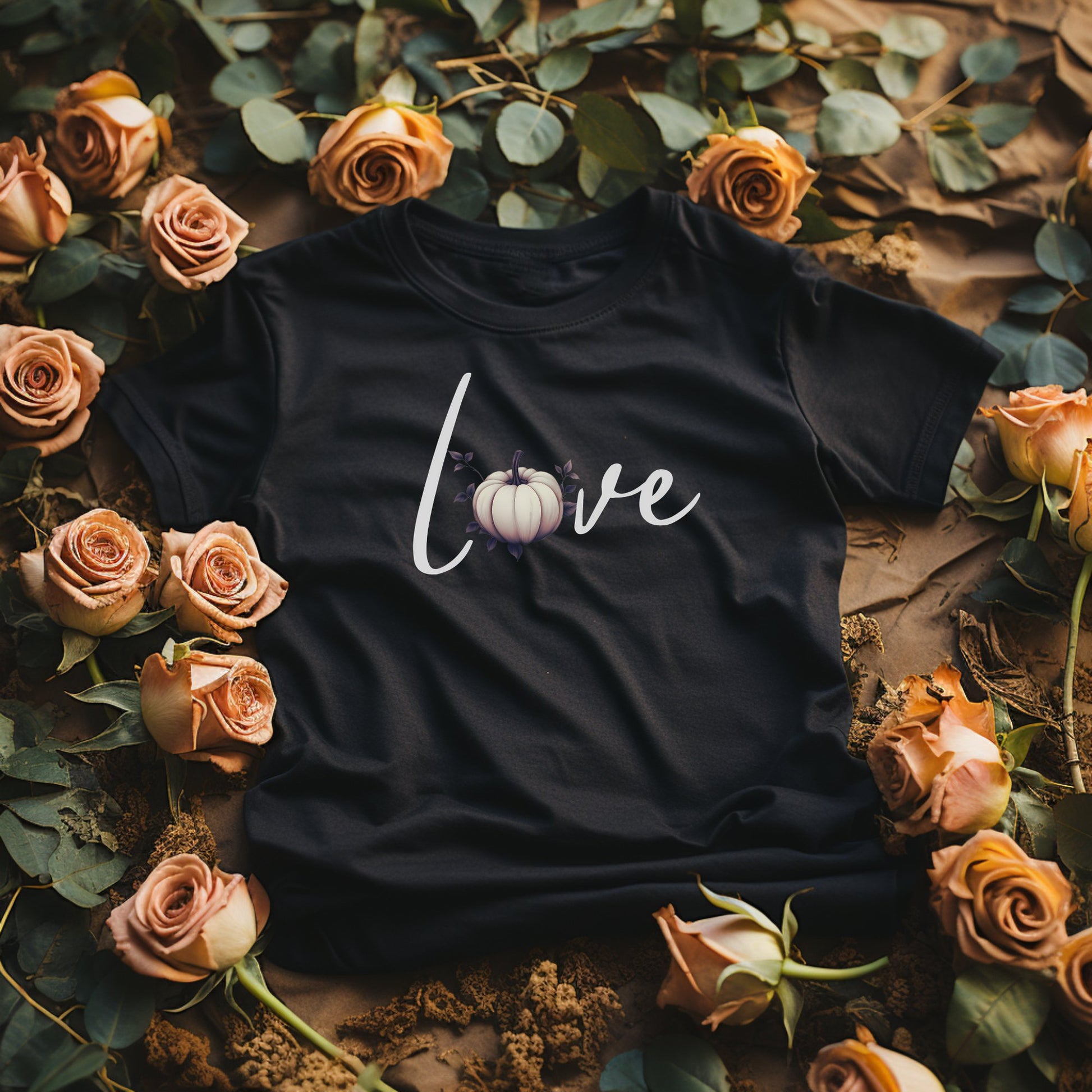 Pumpkin Love Women's Jersey Tee ShirtT - ShirtVTZdesignsBlackXSautumnCottonCrew neck