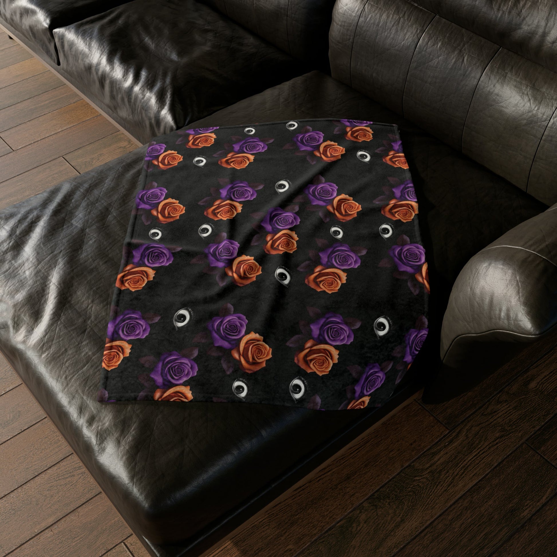 Purple Orange Roses and Eyes Throw BlanketHome DecorVTZdesigns60" × 80"BedBeddingBlankets
