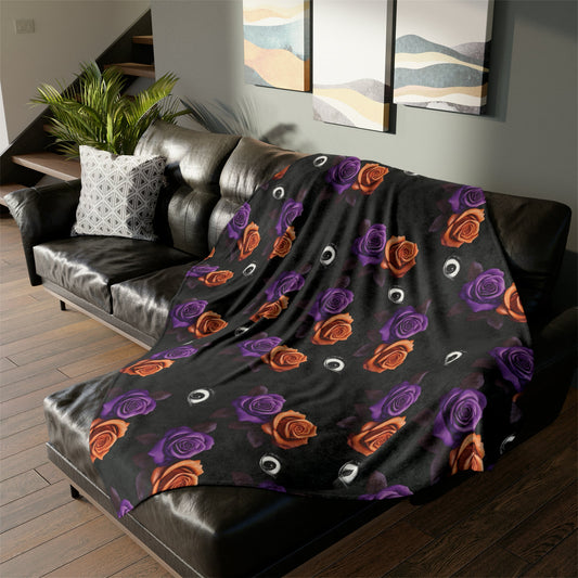 Purple Orange Roses and Eyes Throw BlanketHome DecorVTZdesigns60" × 80"BedBeddingBlankets