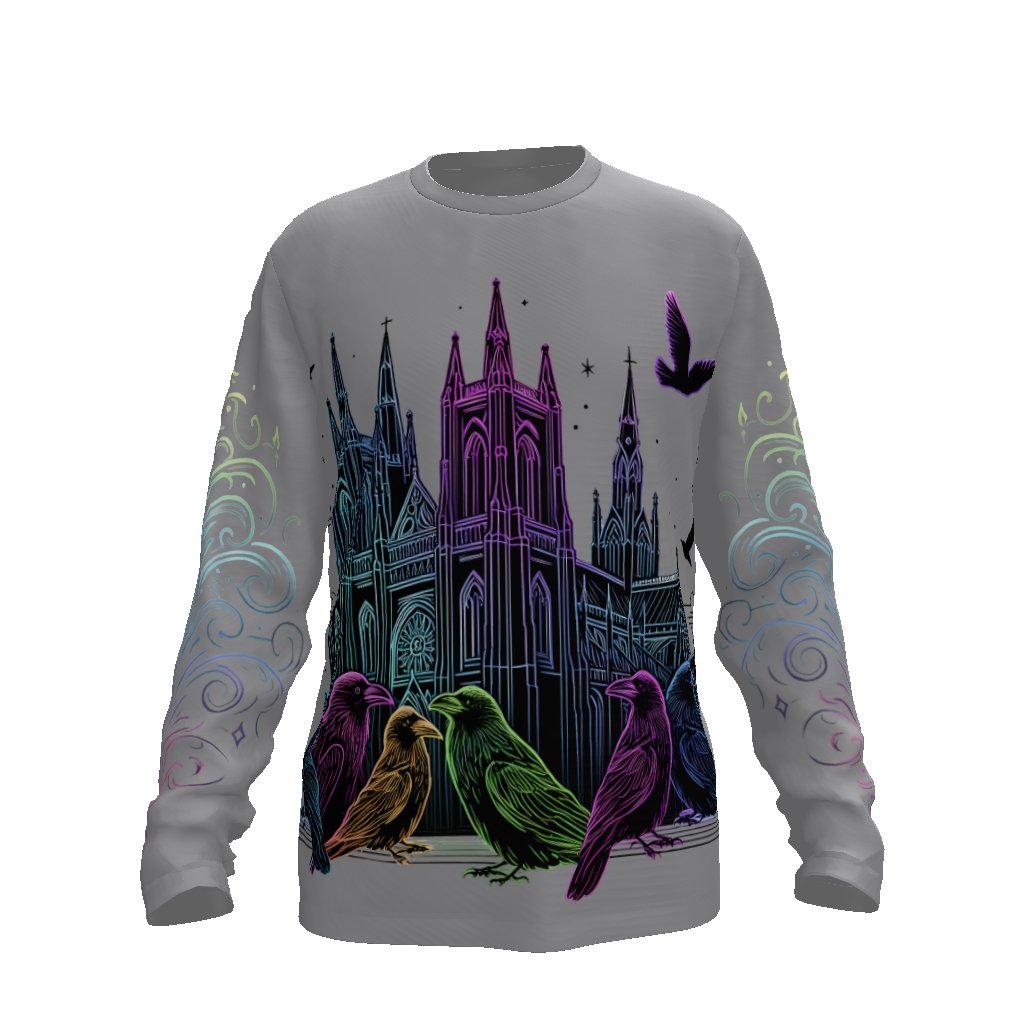 Rainbow Ravens Long Sleeve Tee ShirtVTZdesignsFormal GraySclothingcrowcrows