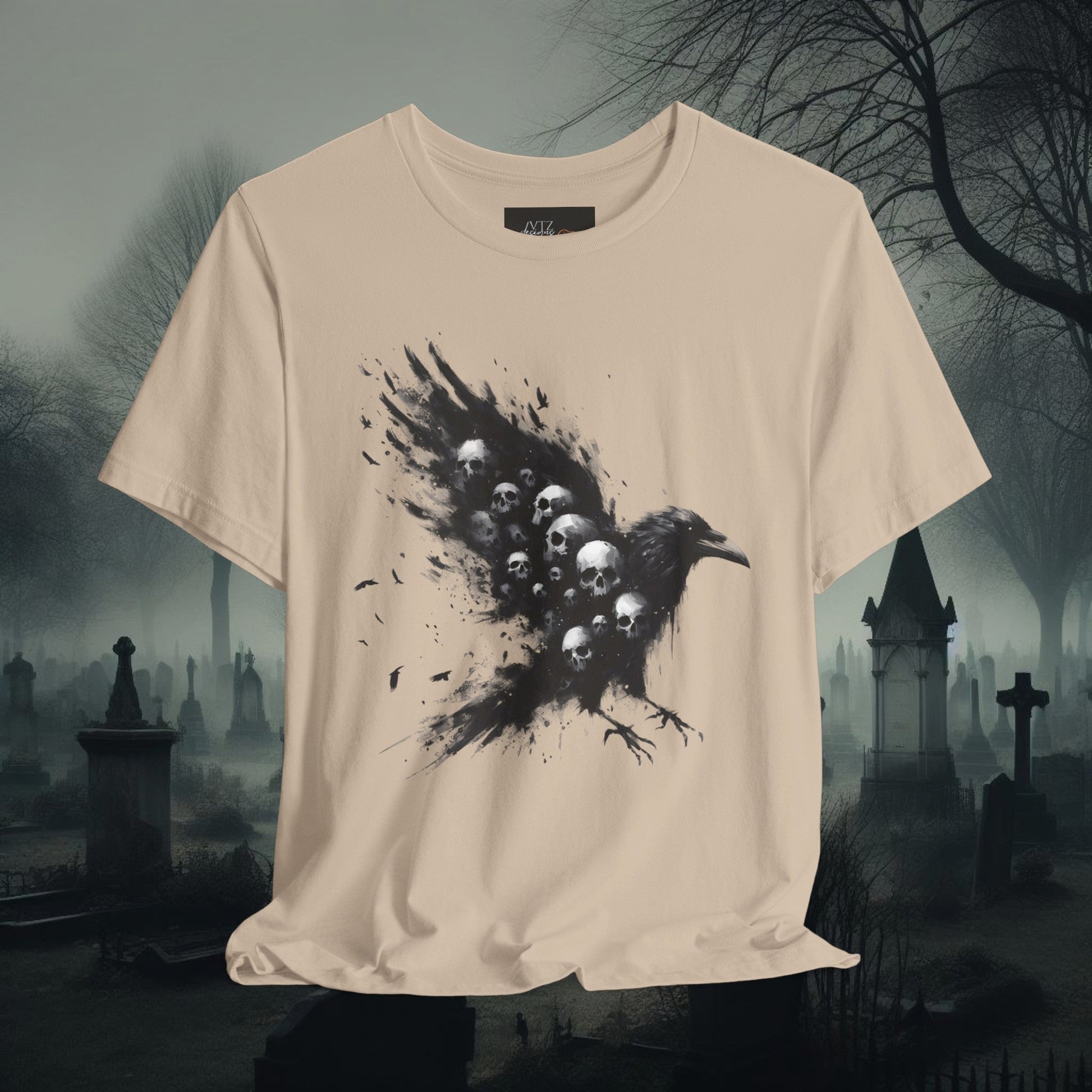 Raven and Skulls Tee ShirtT - ShirtVTZdesignsTanXSclothingCottonCrew neck