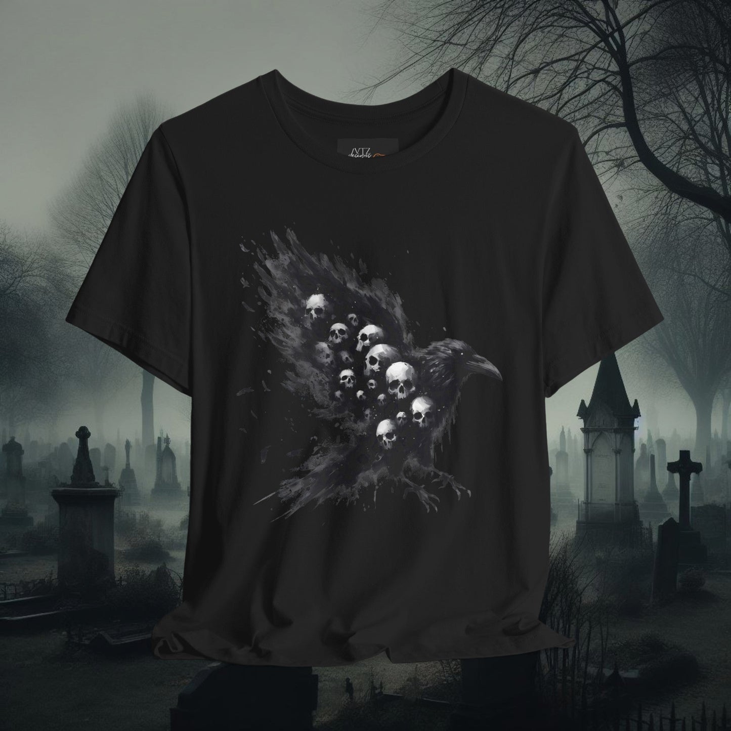 Raven and Skulls Tee ShirtT - ShirtVTZdesignsBlackXSclothingCottonCrew neck