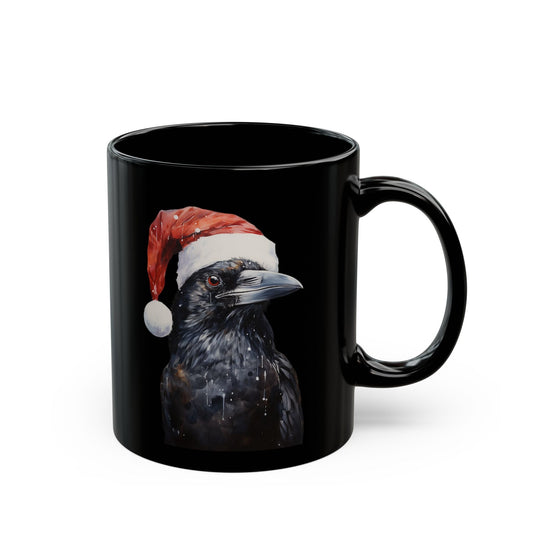 Raven In Santa Hat Black MugMugVTZdesigns11oz11ozBack - to - SchoolBlack base