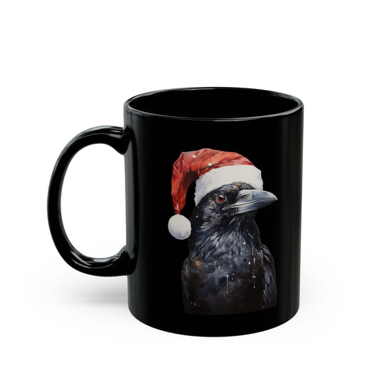 Raven In Santa Hat Black MugMugVTZdesigns11oz11ozBack - to - SchoolBlack base