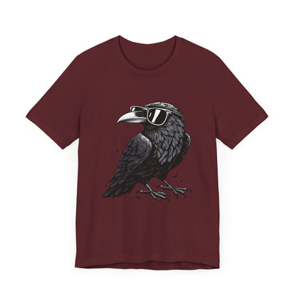 Raven In Sunglasses Short Sleeve Tee ShirtT - ShirtVTZdesignsMaroonXSCottonCrew neckcrow