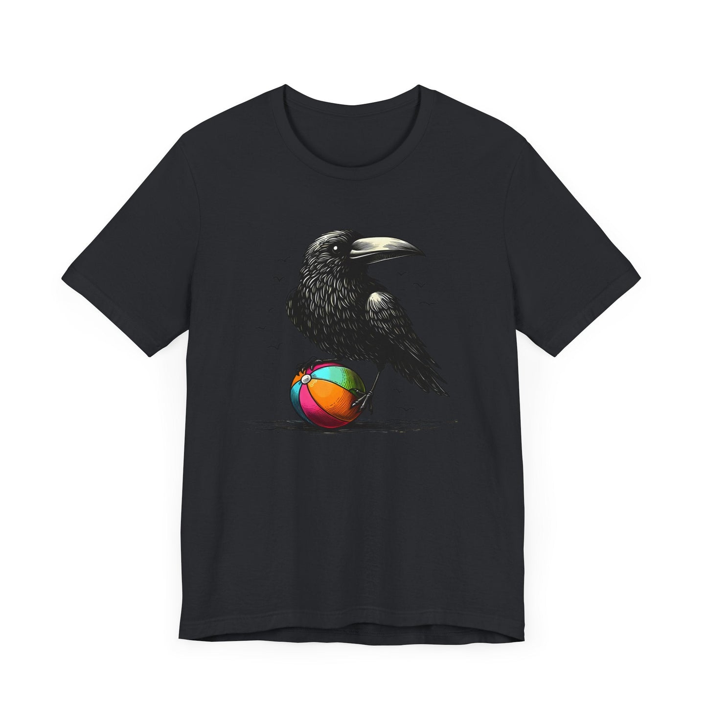 Raven On Beach Ball Short Sleeve Tee ShirtT - ShirtVTZdesignsVintage BlackXSCottonCrew neckcrow