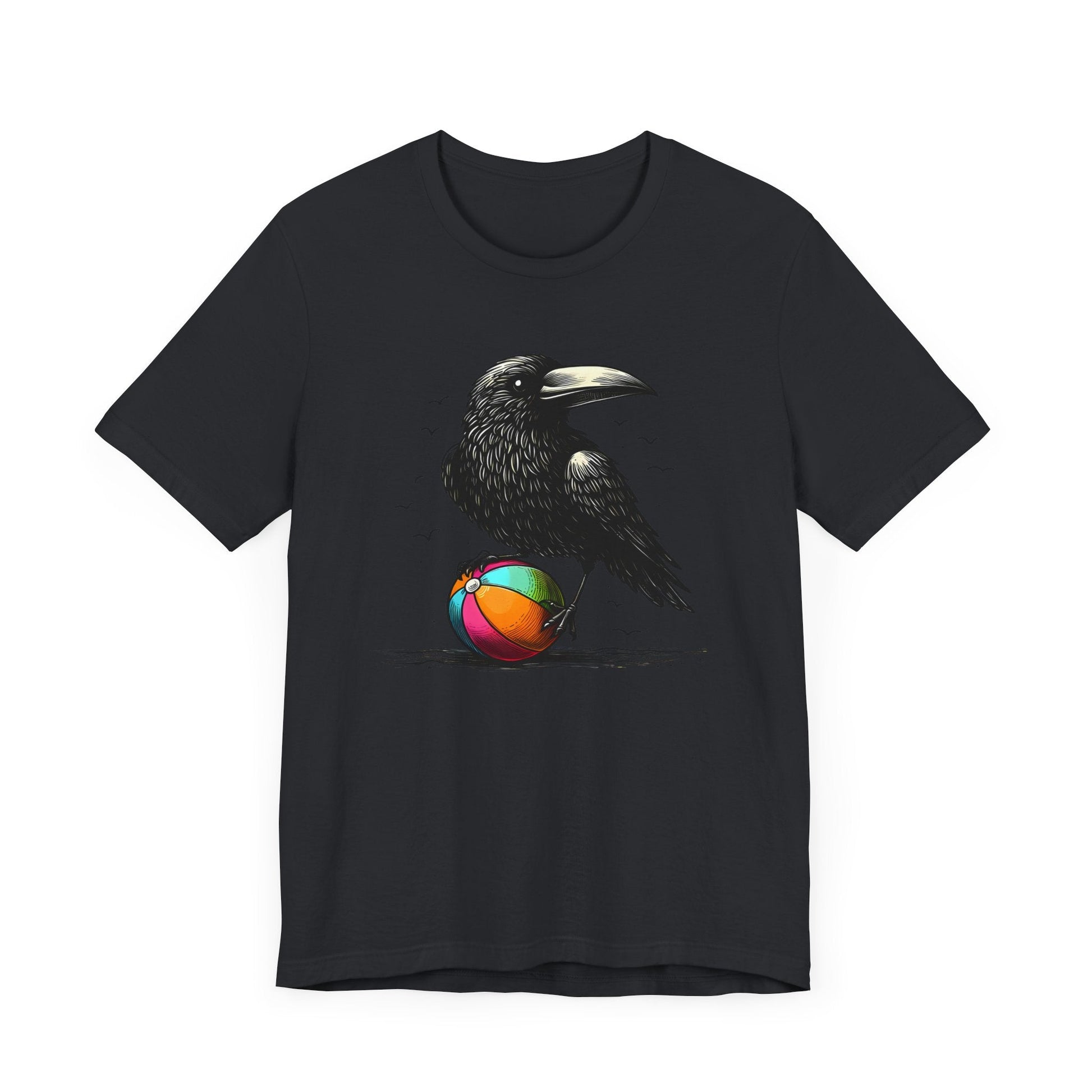 Raven On Beach Ball Short Sleeve Tee ShirtT - ShirtVTZdesignsVintage BlackXSCottonCrew neckcrow