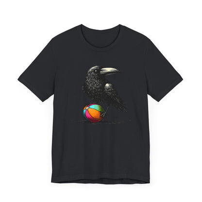 Raven On Beach Ball Short Sleeve Tee ShirtT - ShirtVTZdesignsVintage BlackXSCottonCrew neckcrow