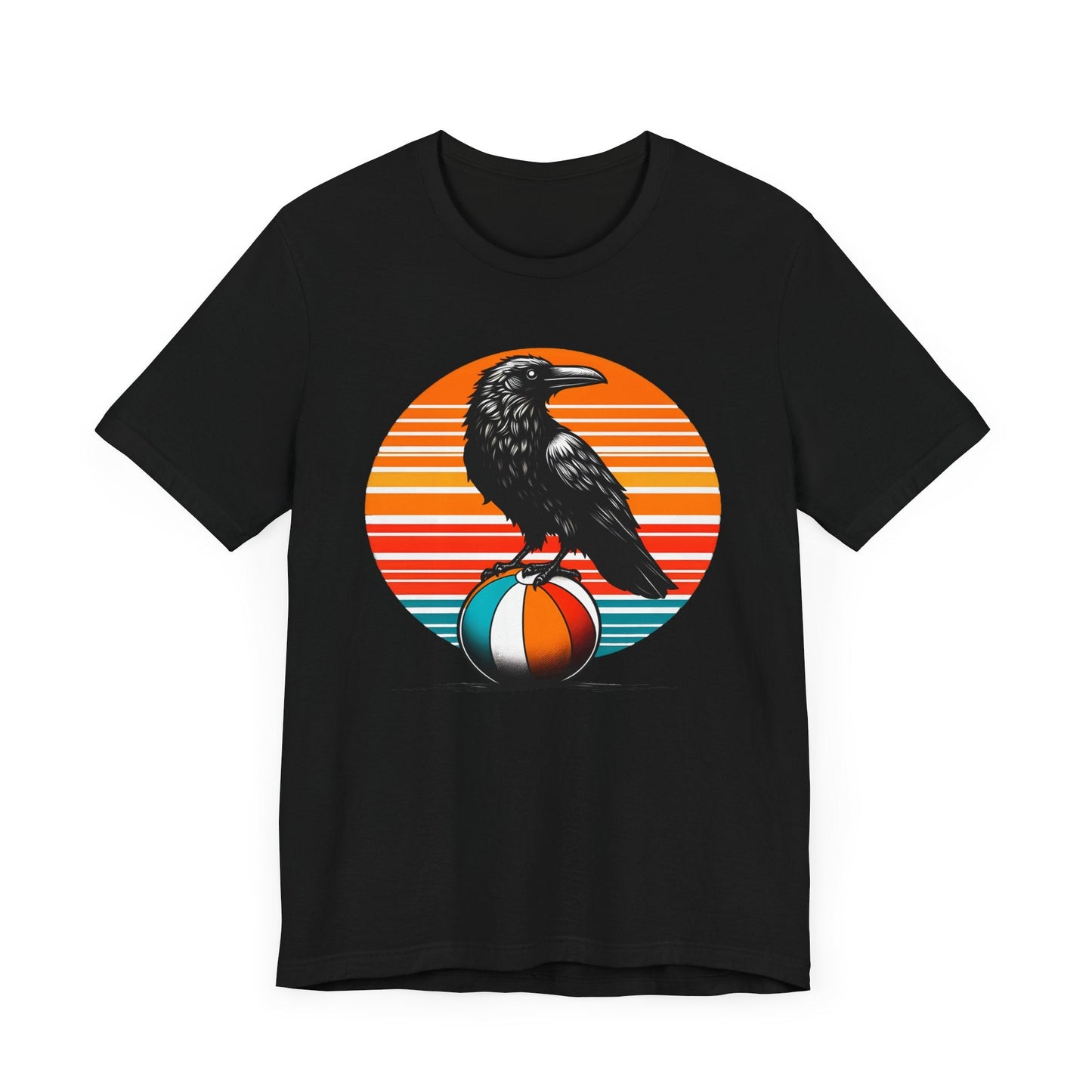 Raven on Beach Ball Short Sleeve Tee ShirtT - ShirtVTZdesignsBlackXSclothingCottonCrew neck