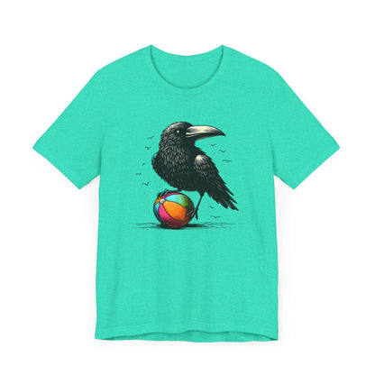Raven On Beach Ball Short Sleeve Tee ShirtT - ShirtVTZdesignsHeather Sea GreenXSCottonCrew neckcrow
