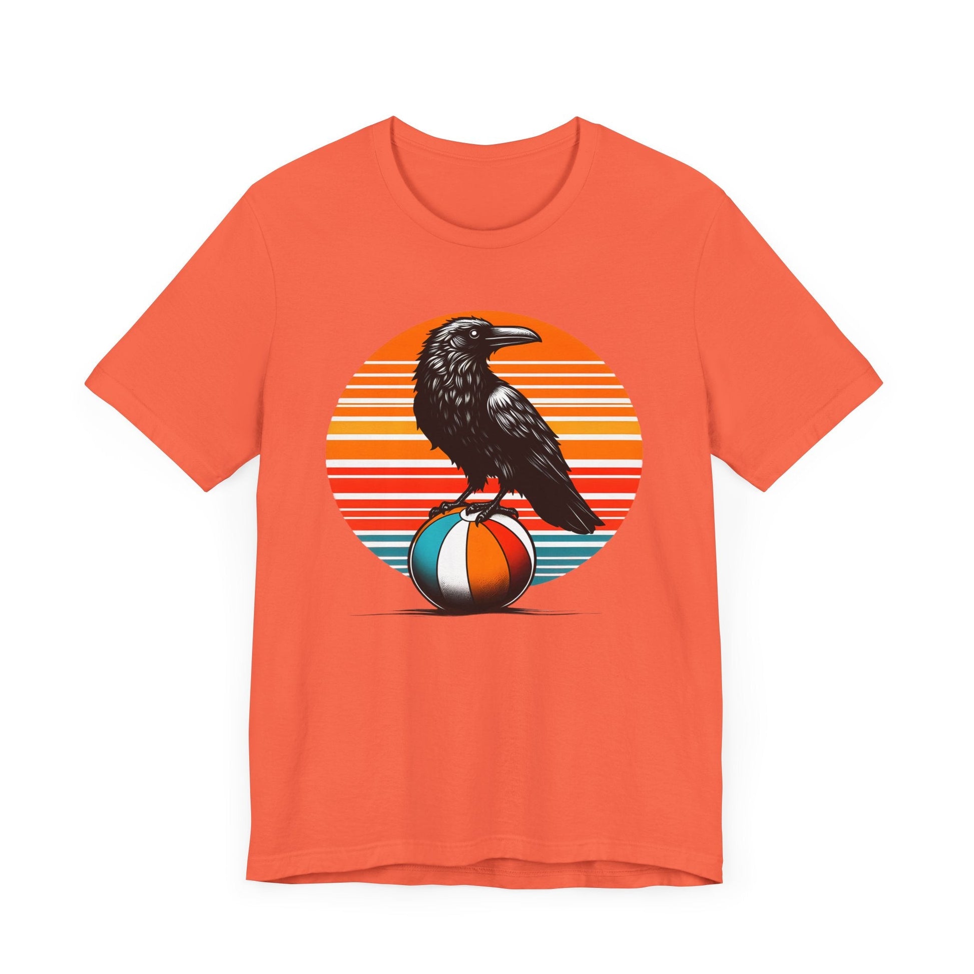 Raven on Beach Ball Short Sleeve Tee ShirtT - ShirtVTZdesignsCoralXSclothingCottonCrew neck