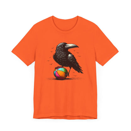 Raven On Beach Ball Short Sleeve Tee ShirtT - ShirtVTZdesignsOrangeXSCottonCrew neckcrow