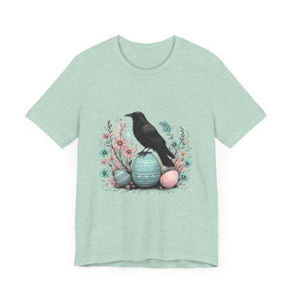 Raven On Easter Egg Short Sleeve Tee ShirtT - ShirtVTZdesignsHeather Prism MintXSCottonCrew neckcrow