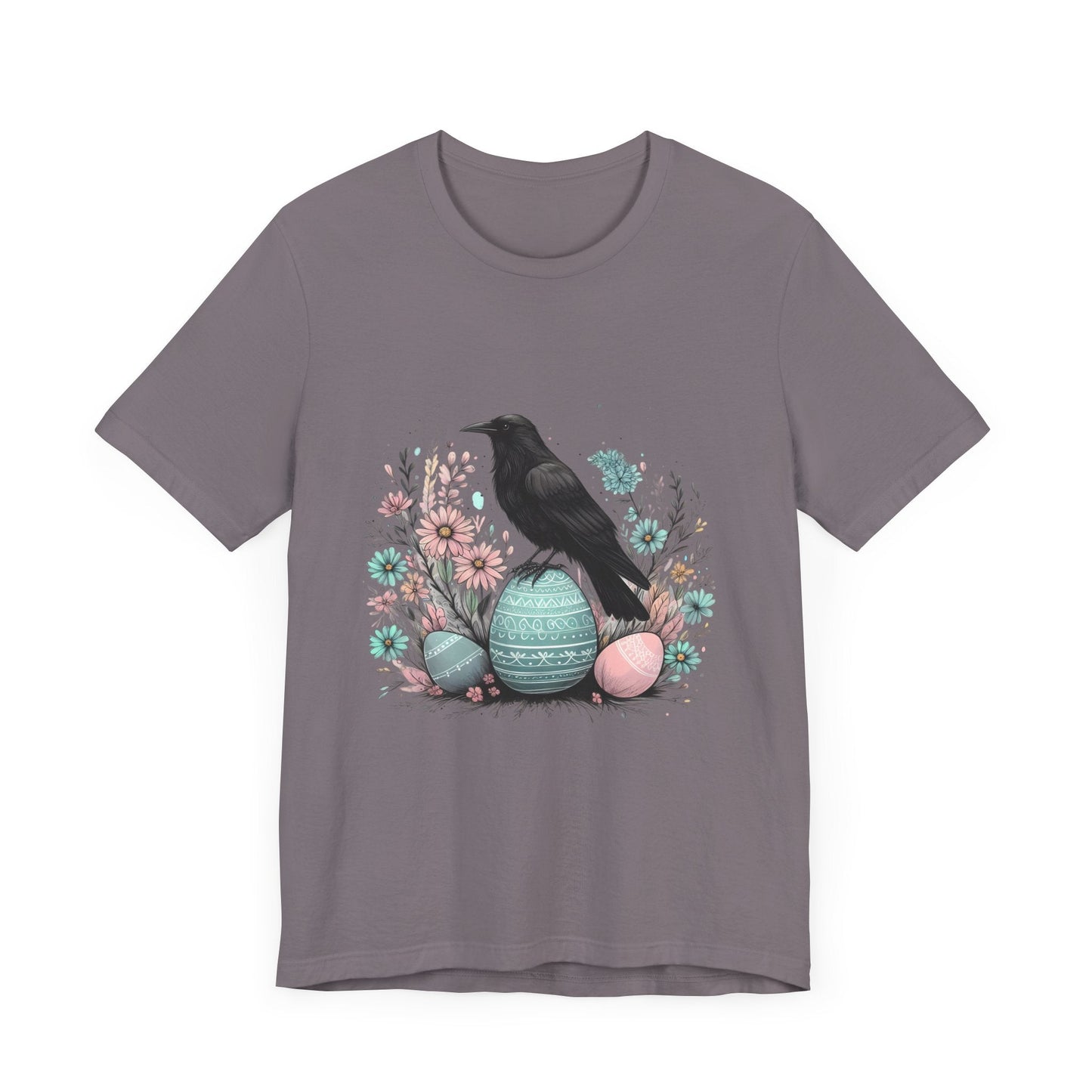 Raven On Easter Egg Short Sleeve Tee ShirtT - ShirtVTZdesignsStormXSCottonCrew neckcrow
