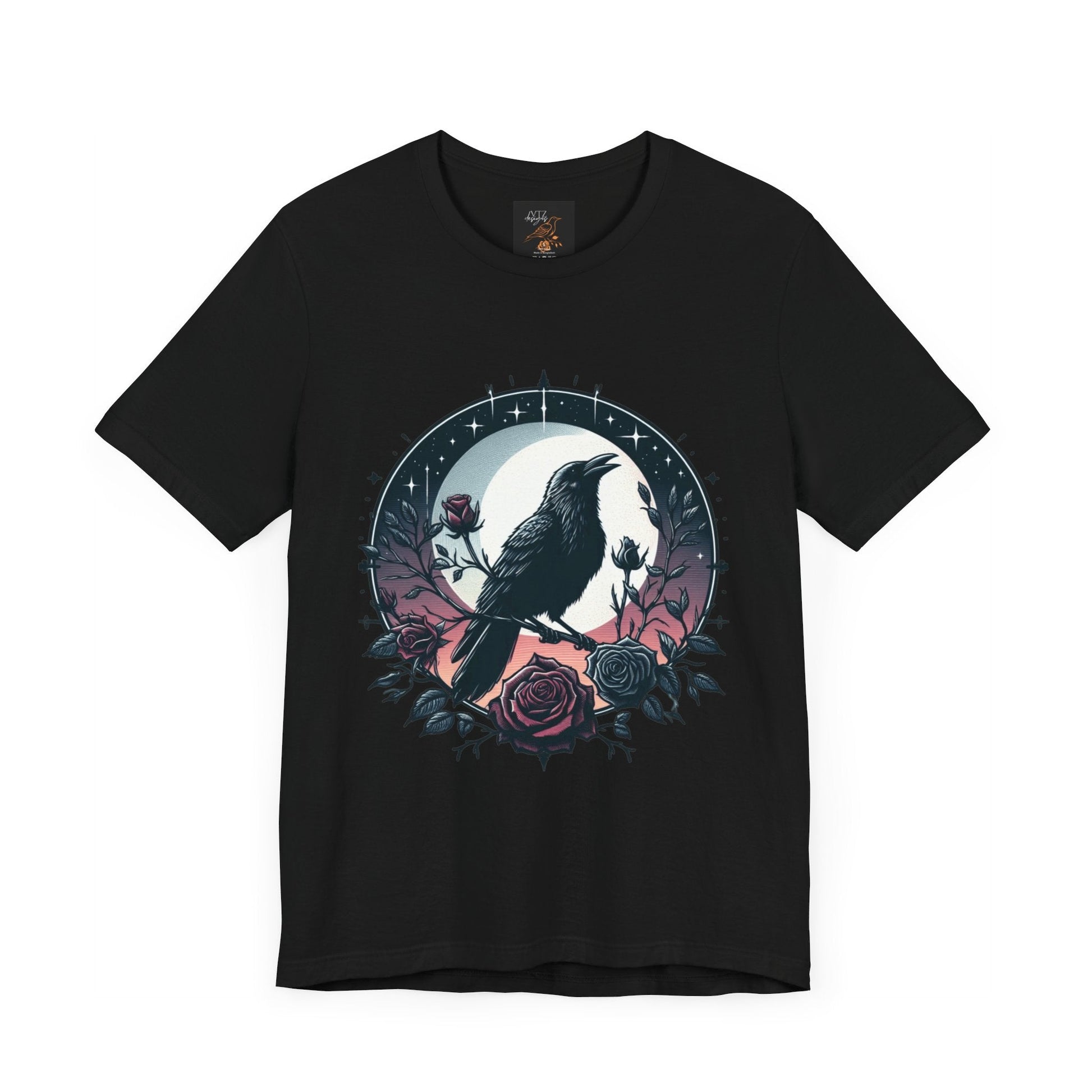 Raven On Rose Branch Tee ShirtT - ShirtVTZdesignsBlackXScelestialclothesclothing