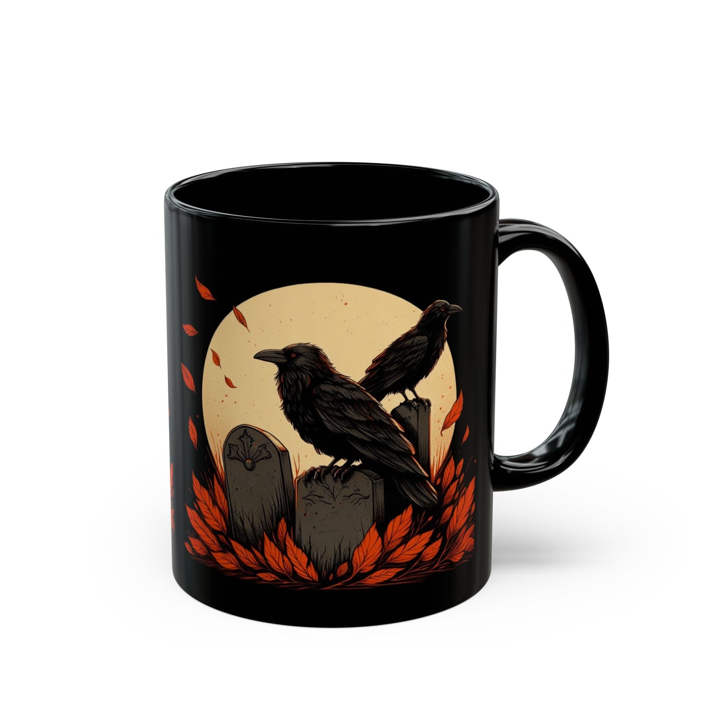 Ravens In Graveyard Black MugMugVTZdesigns11oz11ozBack - to - SchoolBlack base