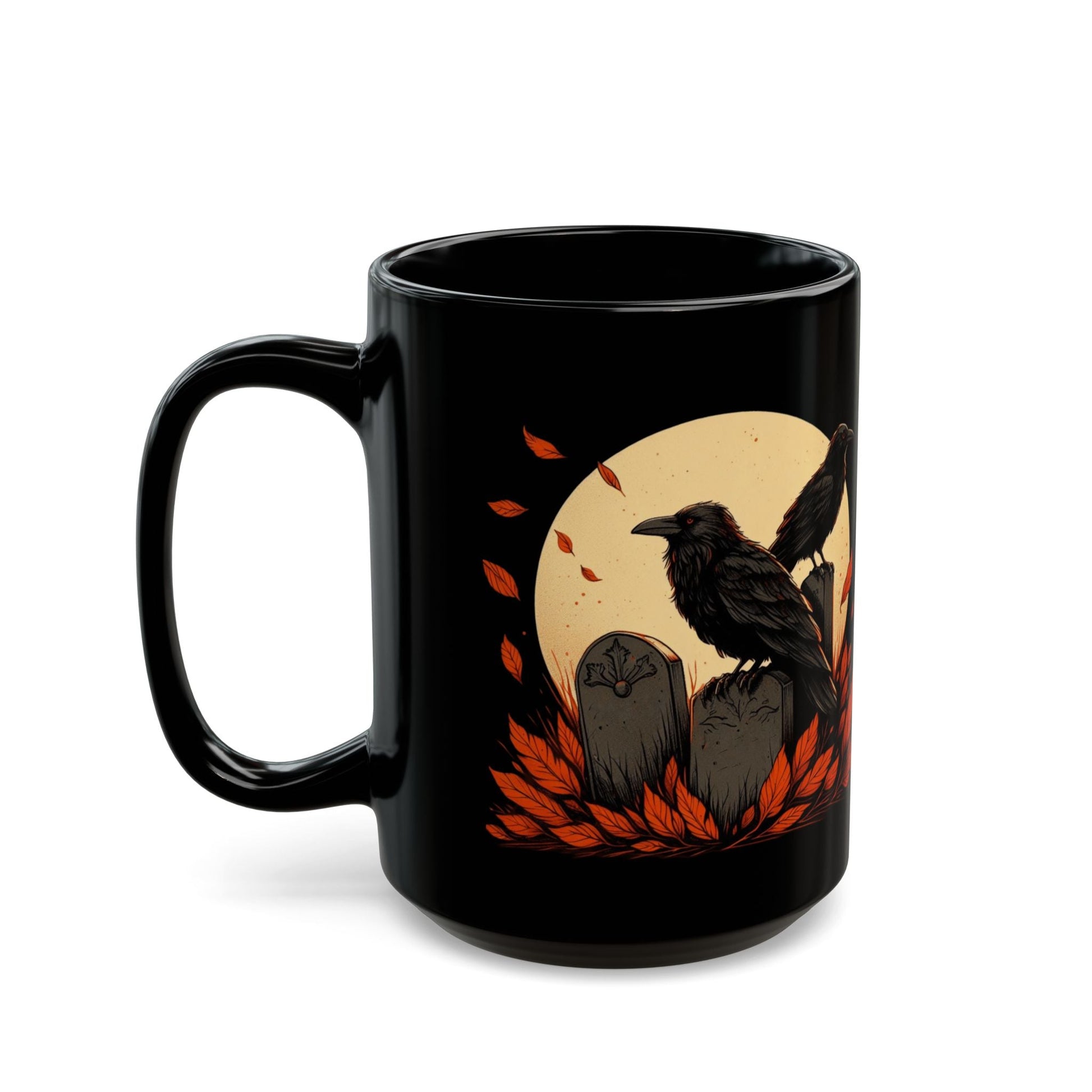 Ravens In Graveyard Black MugMugVTZdesigns11oz11ozBack - to - SchoolBlack base