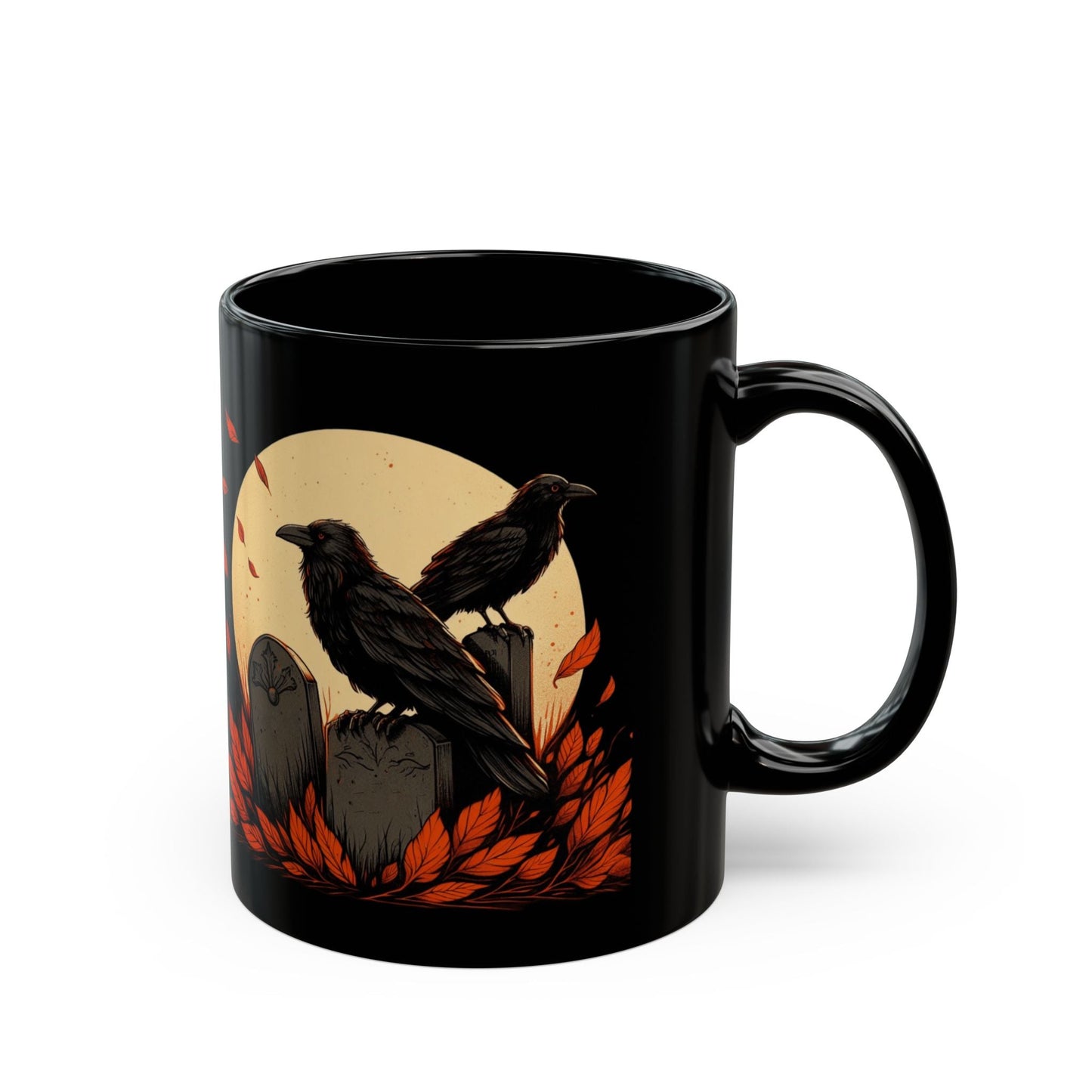 Ravens In Graveyard Black MugMugVTZdesigns11oz11ozBack - to - SchoolBlack base