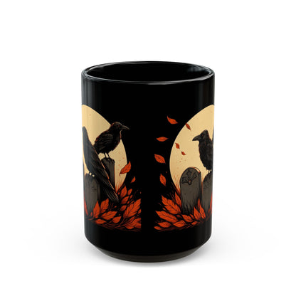 Ravens In Graveyard Black MugMugVTZdesigns11oz11ozBack - to - SchoolBlack base