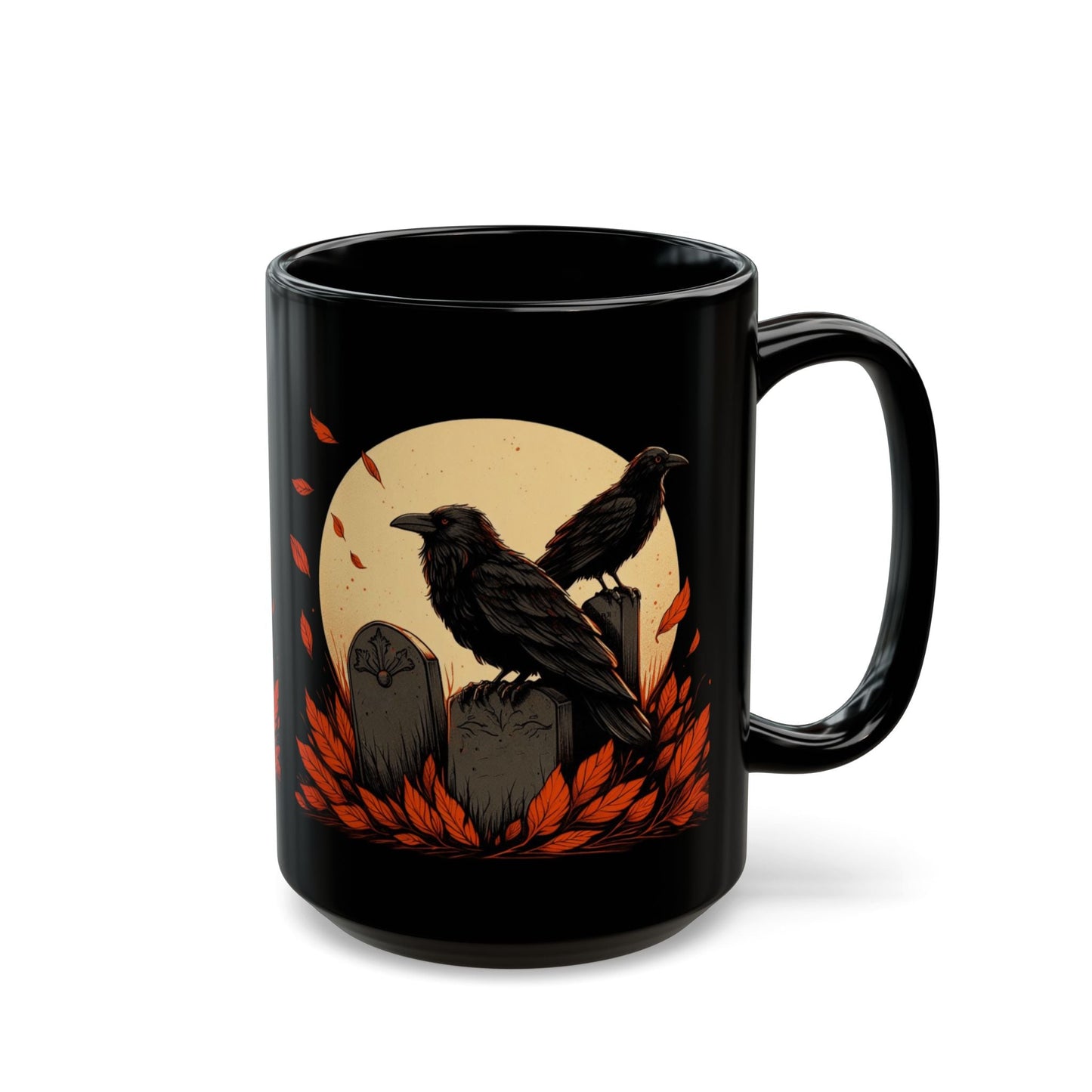 Ravens In Graveyard Black MugMugVTZdesigns15oz11ozBack - to - SchoolBlack base