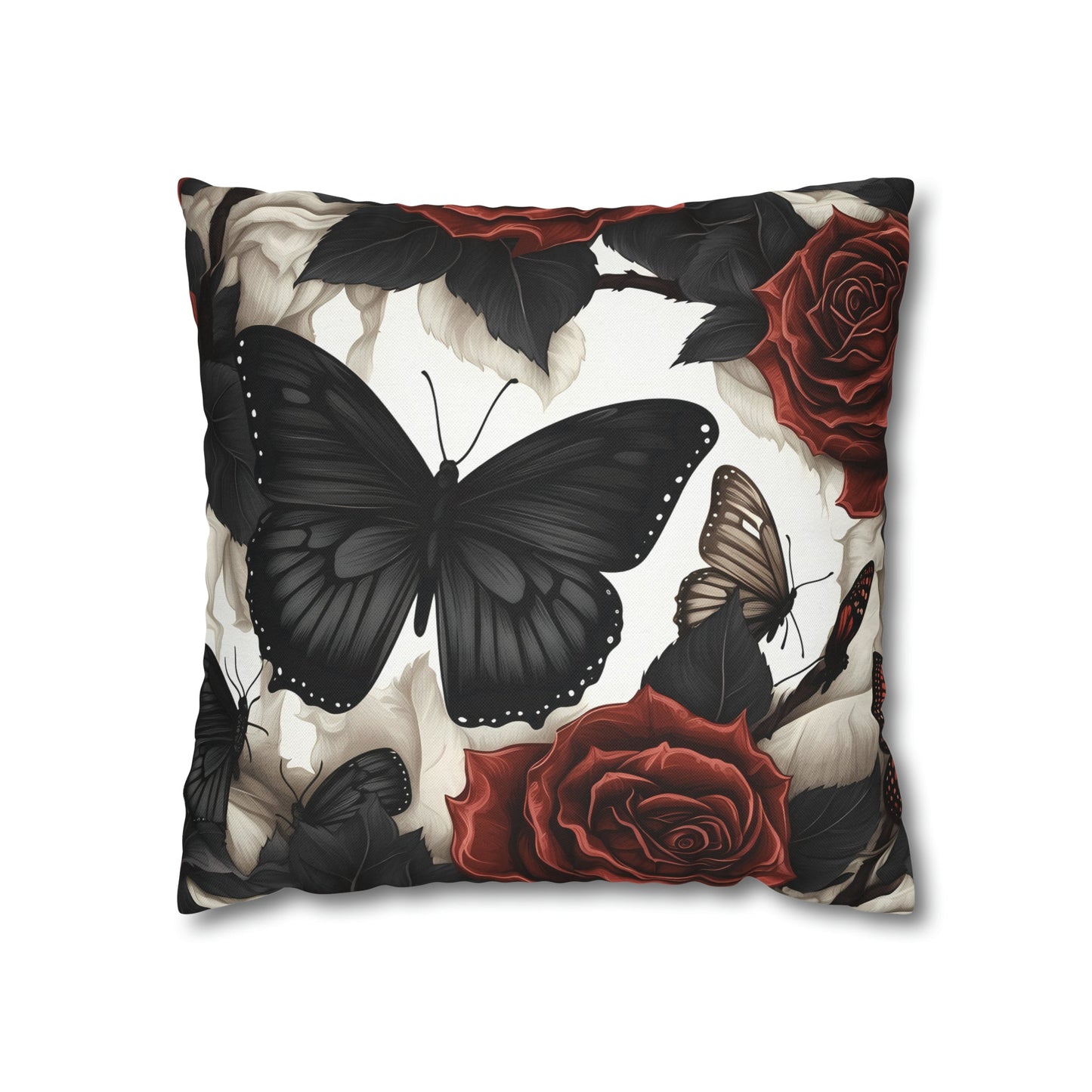 Red Roses and Black Butterflies Square Pillow CaseHome DecorVTZdesigns18" × 18"All Over PrintAOPBed