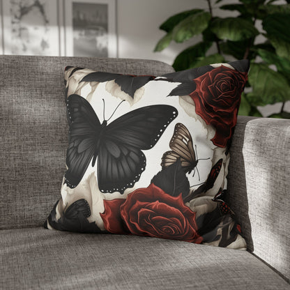 Red Roses and Black Butterflies Square Pillow CaseHome DecorVTZdesigns20" × 20"All Over PrintAOPBed