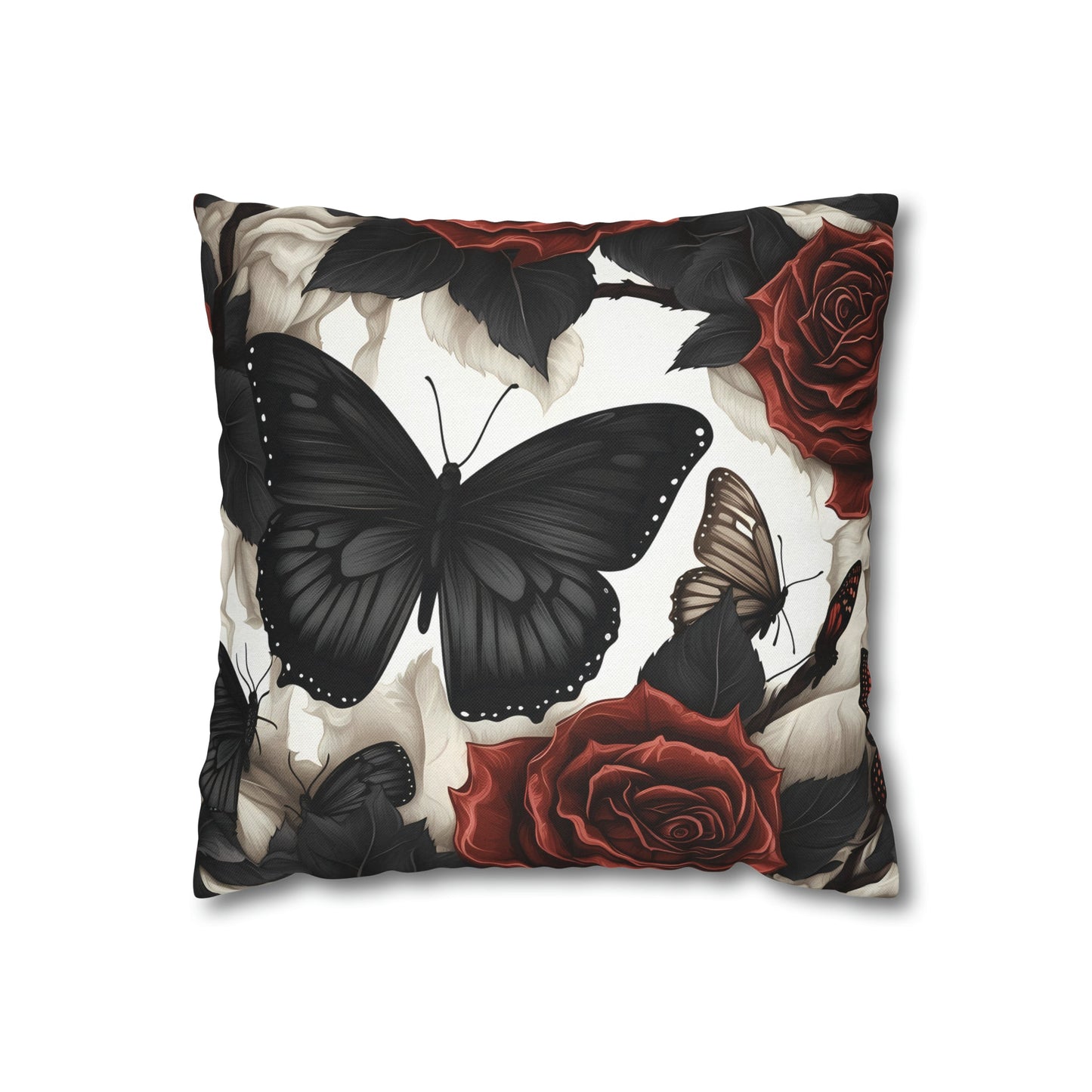 Red Roses and Black Butterflies Square Pillow CaseHome DecorVTZdesigns18" × 18"All Over PrintAOPBed