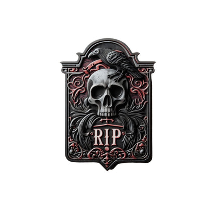 RIP Wood Sign With Skull and RavenVTZdesignsWhite16x16Inch