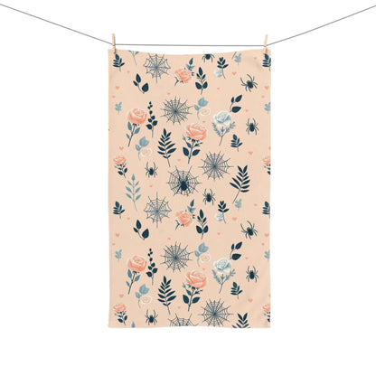 Roses and Spiderwebs Hand TowelHome DecorVTZdesignsWhite base28" × 16"BathBathroomgirly